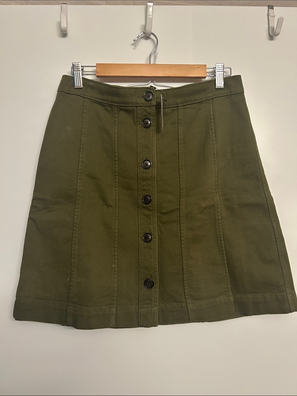 Banana Republic Olive Green Button-Front A-Line Skirt